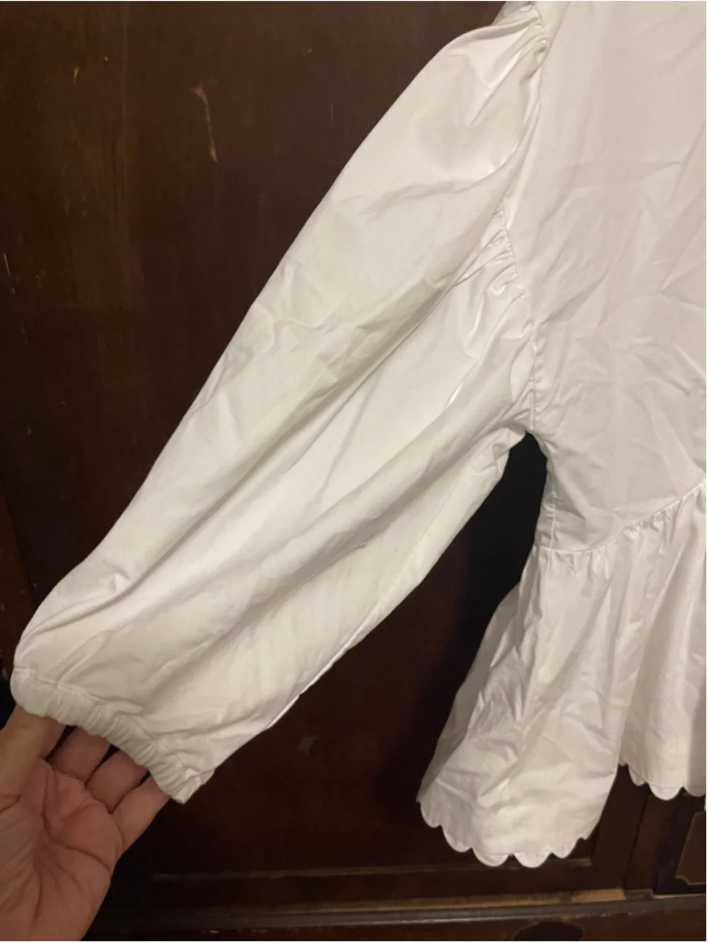 Kika Vargas xTarget White V-Neck Balloon Sleeve Scallop Ruffle Tie Cotton Top L - Picture 10 of 14